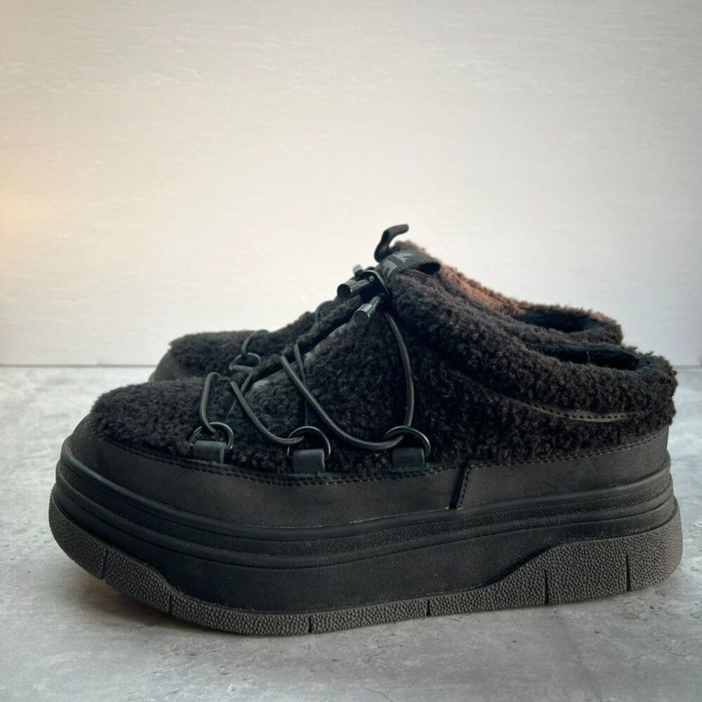 Pajar Jules Waterproof Lace Up Sherpa Nubuck Black Winter Sneaker Mule Womens 7 - Picture 3 of 14